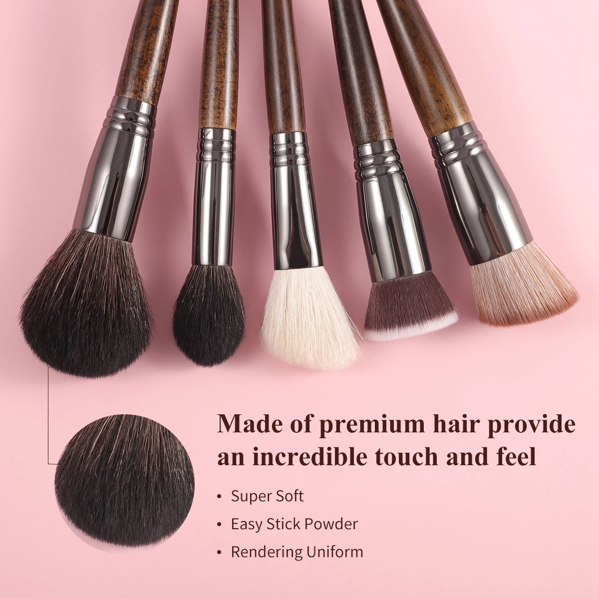 OVW Makeup Brush Set Cosmetic Eyelashes Eyebrow Premium Goat HairEye Shadow Blusher Concealer Sculpting Powder Foundation Tool