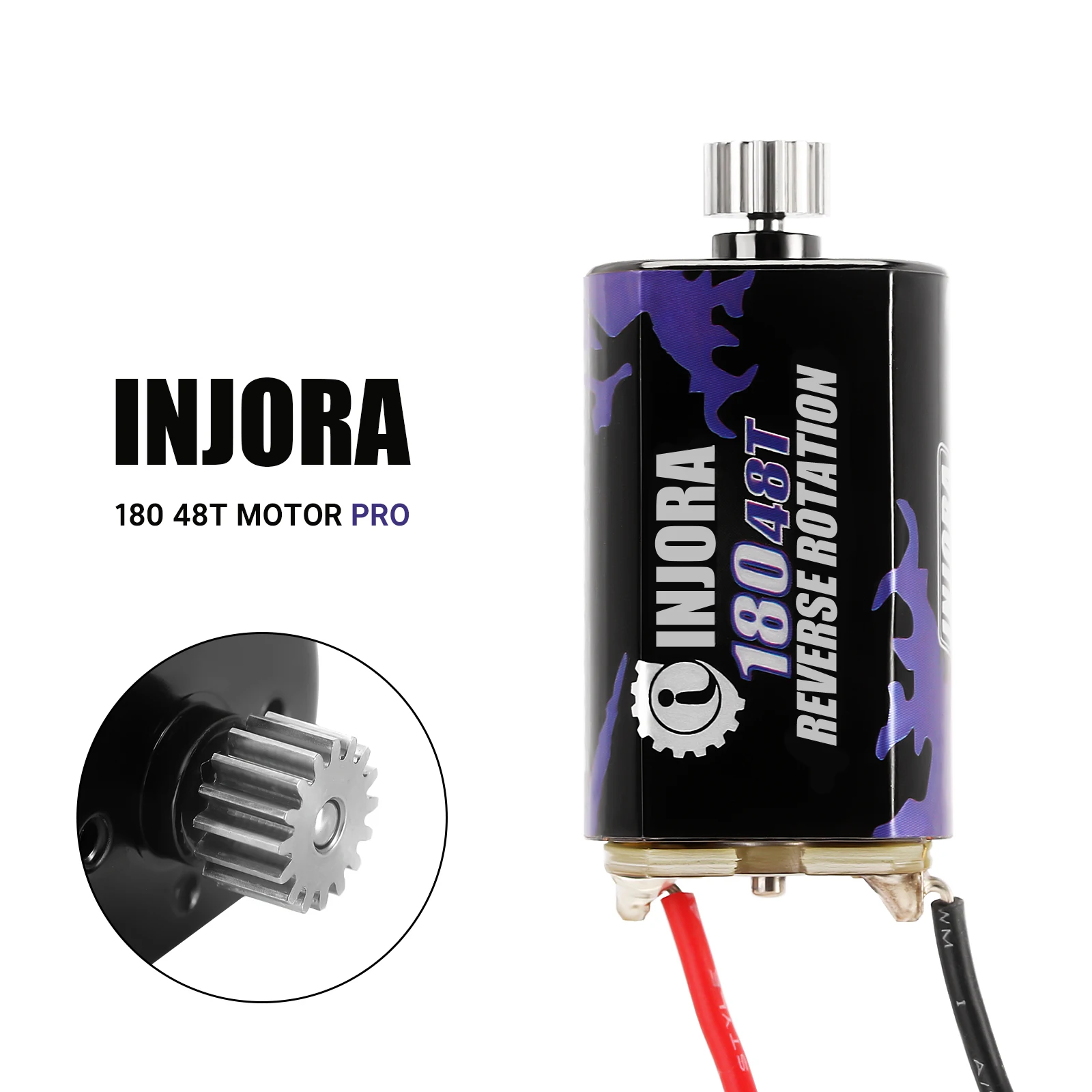 INJORA 180 Brushed Motor 48T with Stainless Steel Pinion for 1/18 1/24 FMS FCX18 FCX24 Upgrade (INM14)