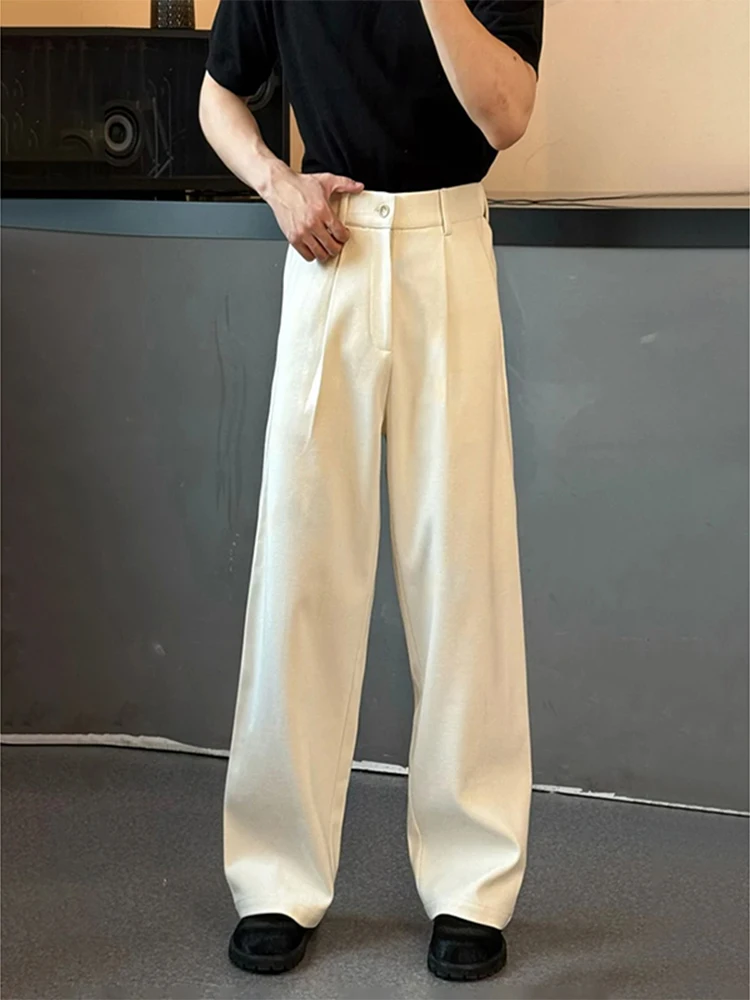 

Мужские брюки American High Waist Knife West в корейском стиле, прямые, повседневные, драпированные, широкие, слегка расклешенные