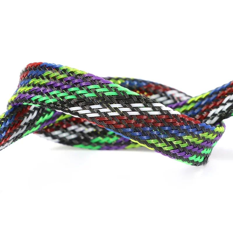 1~50m 7 Colors PET Braid Sleeve 2/4/6/8/10/12/14/16mm High Density Sleeving Snake Skin Cable Wrap Sheath For Electric Cables