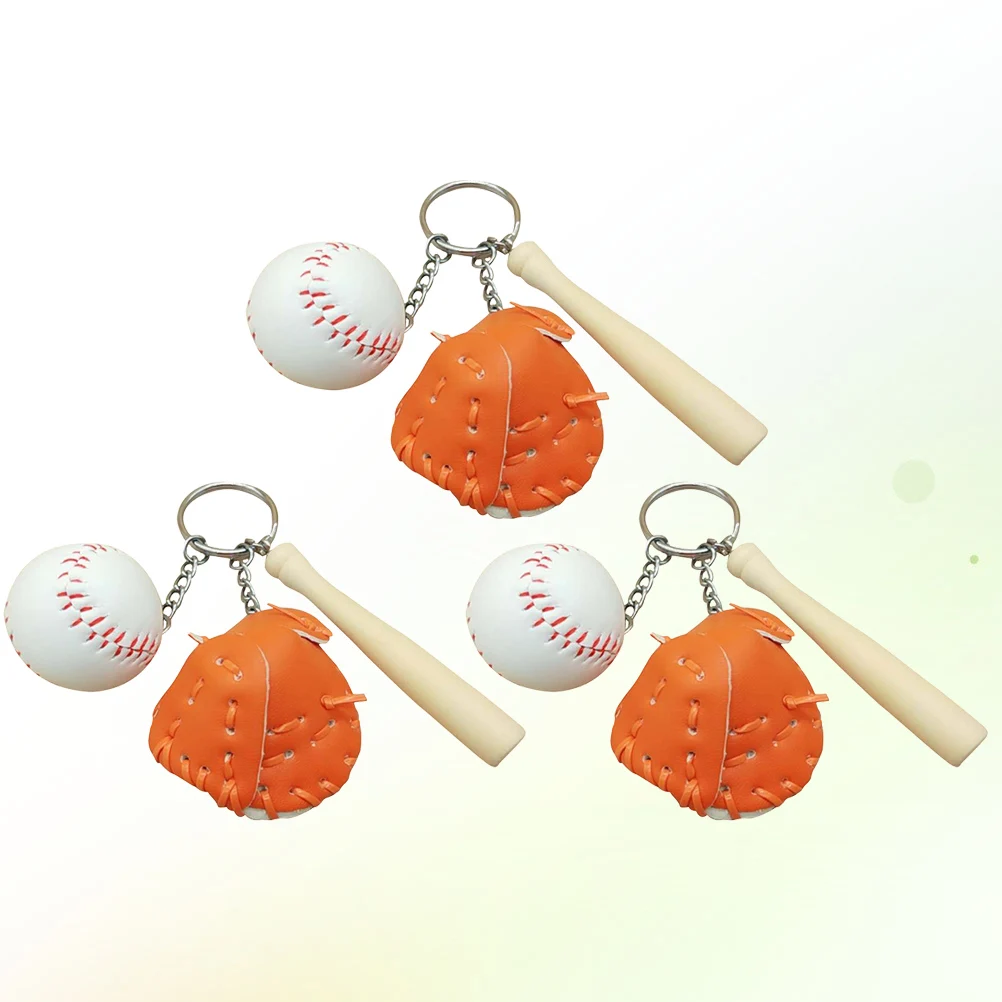 3 قطعة سلاسل المفاتيح نمط البيسبول الرياضة موضوع Keyrings الإبداعية حقيبة قلادة هدية مفتاح حامل للنساء