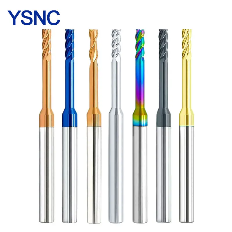 HRC55 HRC62 HRC65 HRC70 Fresa a gola profonda in metallo duro 2 3 Fresa a collo lungo a 4 flauto 1mm 1.2 1.5 2 2.5 3.0mm Frese CNC