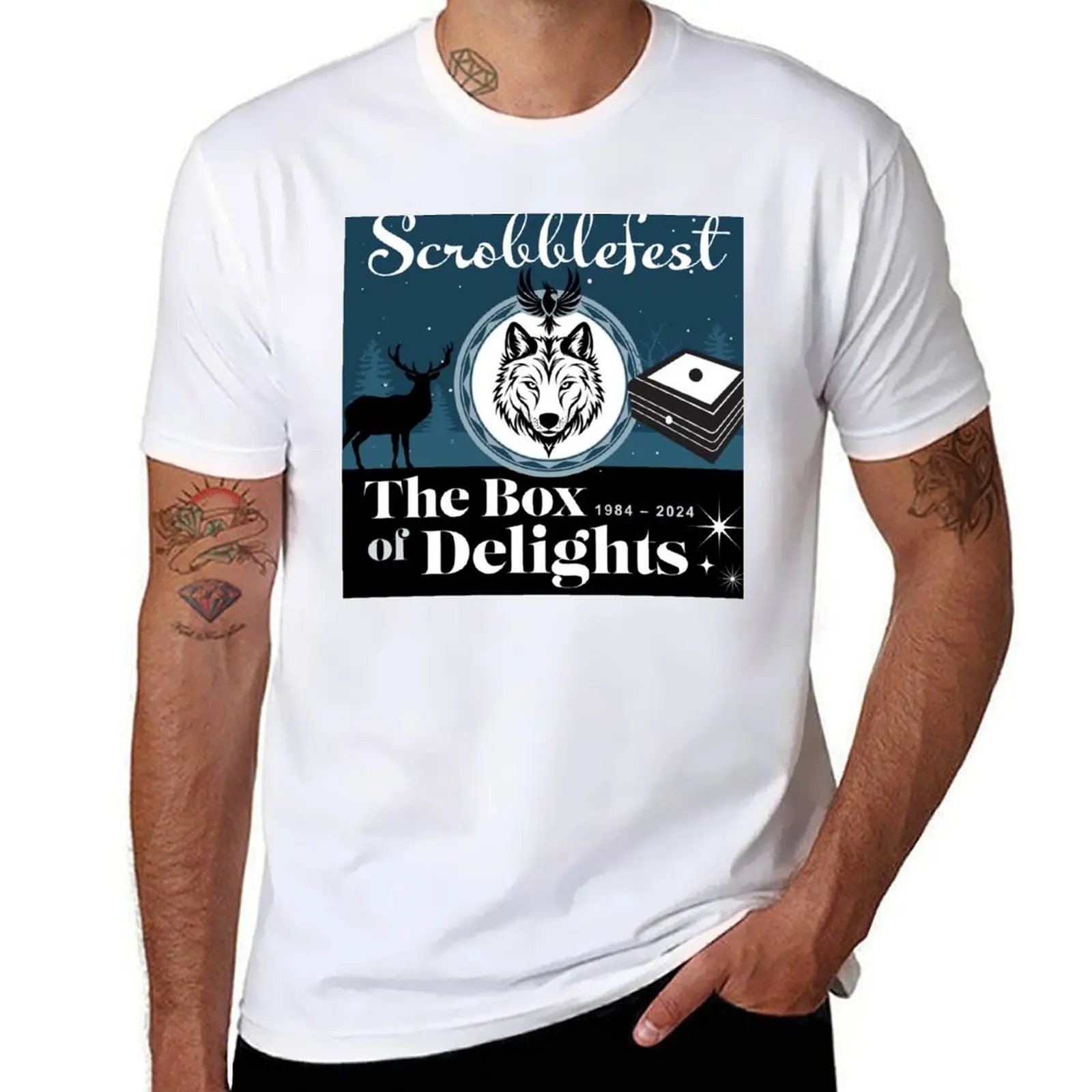 

Box of Delights - Scrobblefest 2024 Main Image T-Shirt t shirts for man pack white t shirts for man cotton funny T-Shirt