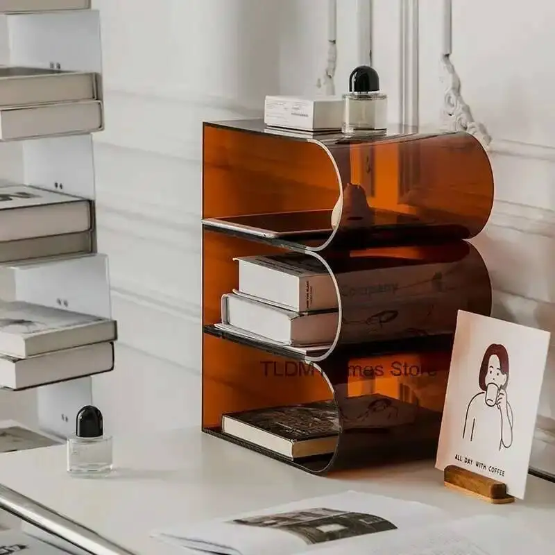 Storage Creative Nordic Rack Furniture Bookshelf Acrylic Magazine Coffee Living Table Room Sofa Side Table Home Accessories