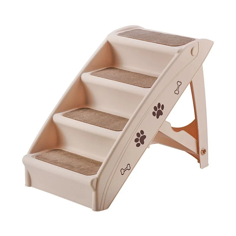 

New Style Pet Ladder 4 Steps Small Foldable Dog Stairs Thick Non-Slip Pet Climbing Stairs Puppy Cat Dog Steps for Bed Sofa