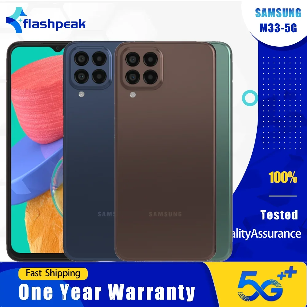Оригинальный мобильный телефон Samsung Galaxy M33 M336K 5G, версия для Кореи, 6.6', 6 ГБ ОЗУ, 128 ГБ ПЗУ, 50 МП + 5 МП, видео 4K@30fps, Android смартфон