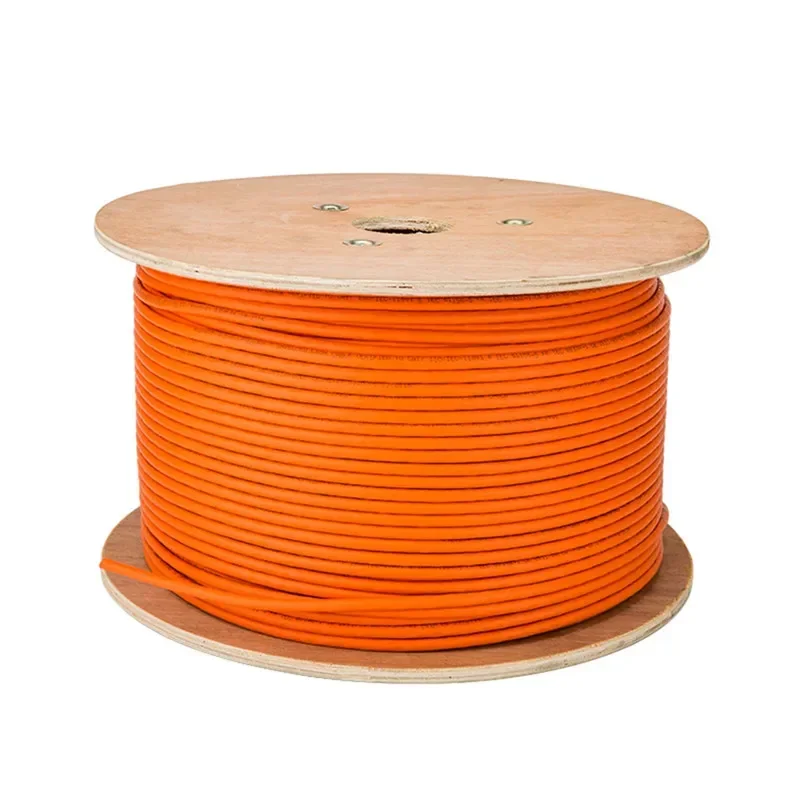 RJ45 Ethernet Cables Cat 7 Networking Wire Double Shield LSZH 10G 600MHz Orange Cat7 SFTP Installation Cord 23AWG Internet Cable