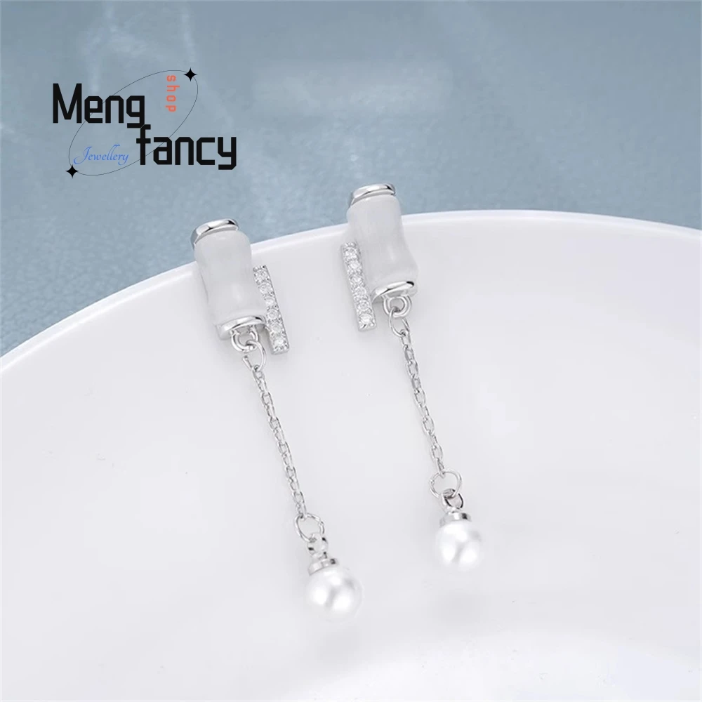 

Pearl Bamboo Node Tassel Earrings A New And Popular Female Pair Of Earrings With A Niche Design Fashion Jewelry Exquisite Luxury