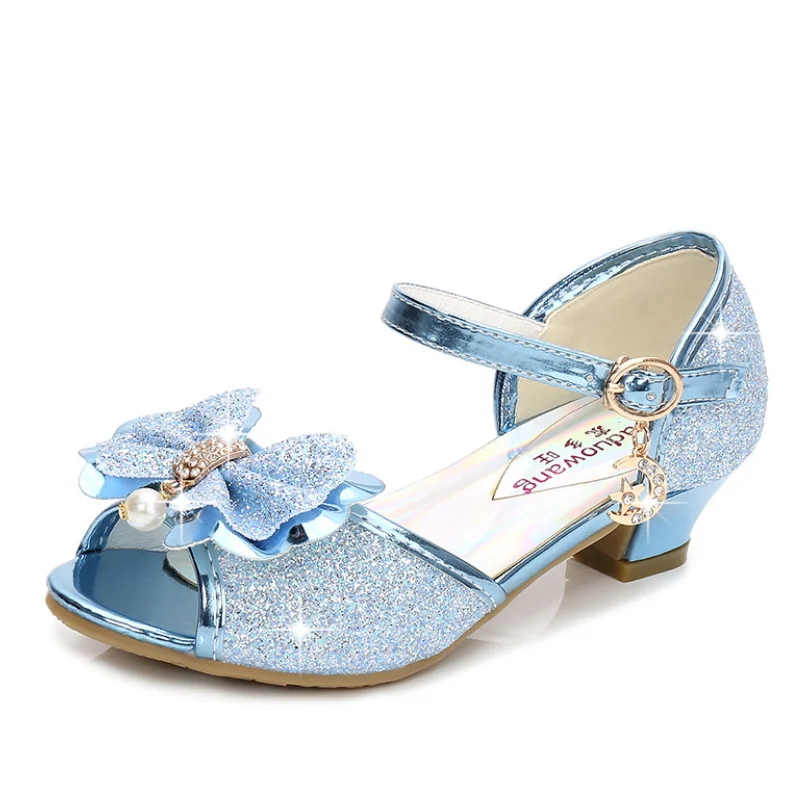 10 Colors Children Princess Sandals Kids Girls Wedding Shoes High Heels Dress Shoes Bowtie Gold Pink Blue Silver Shoes For Girls