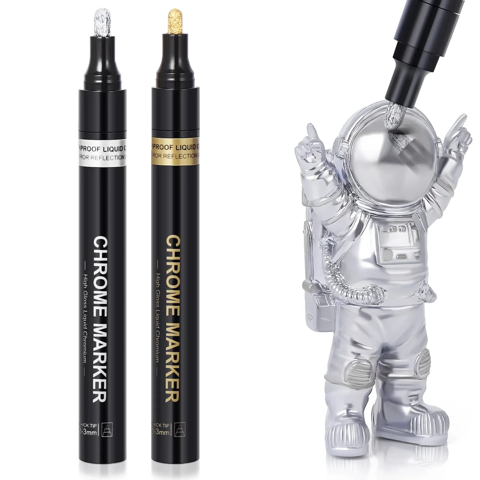 3/2/1 stücke Chrom Spiegel Marker Stift 2mm DIY Reflektierende Farbe Stifte Spiegel Marker Chrom SILBER Marker auto Styling Kunst Handwerk – Detail 1