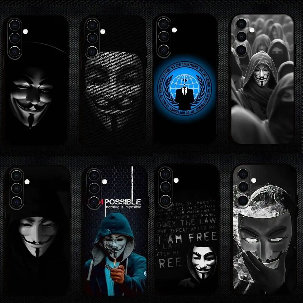 

A-Anonymous Hacker Phone Case For Samsung Galaxy A73,A72,A71,A70,A53,A52,A51,Others Soft Black Cover