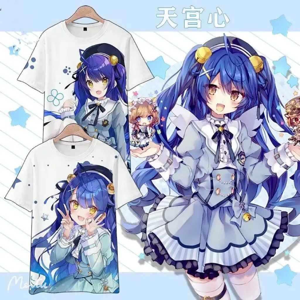 

vtuber amamiya kokoro 3d impressão camiseta verão moda em torno do pescoço manga curta popular streetwear plus size 2024