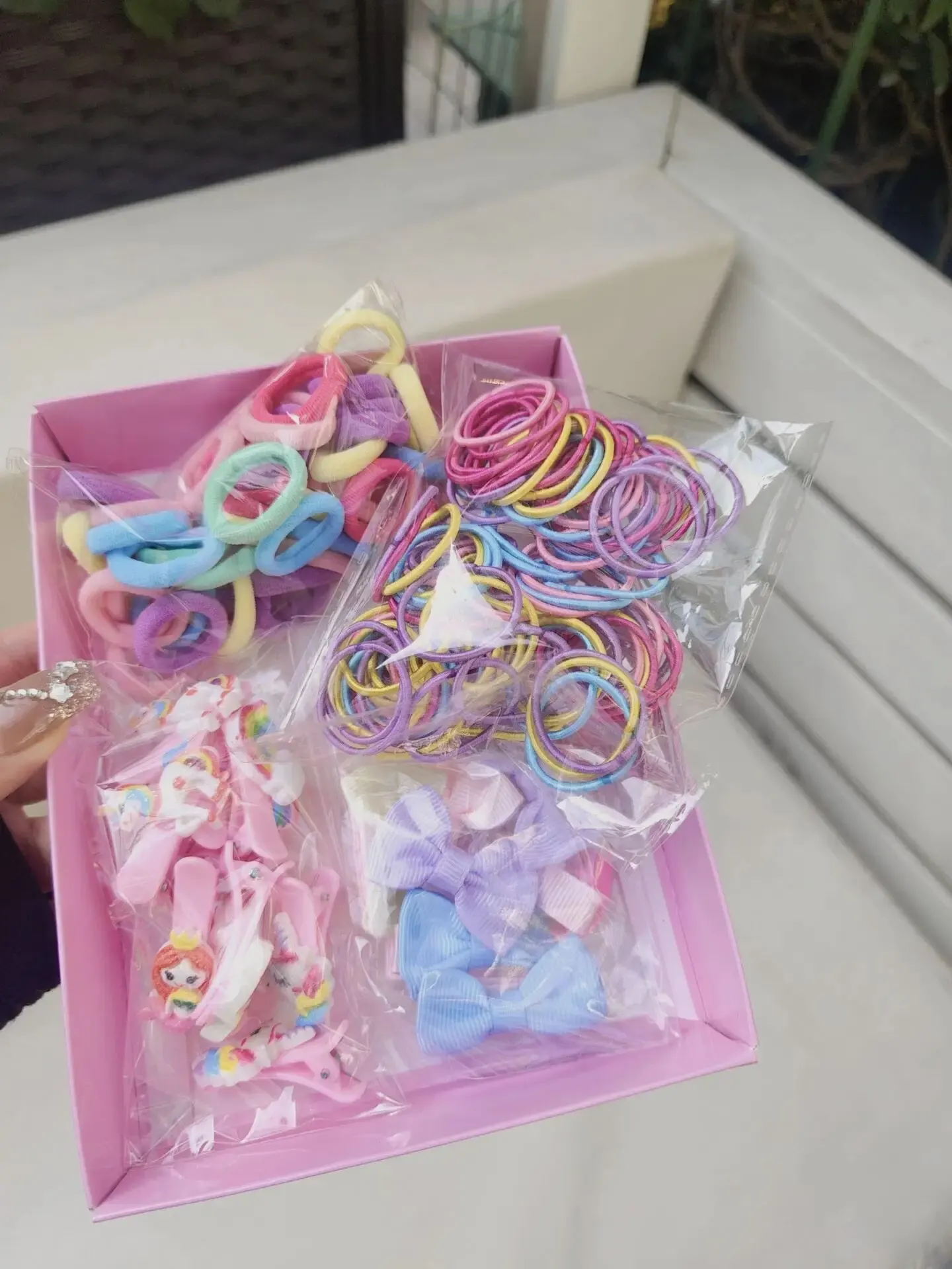 170pcs Children\'s Accessories Hair Clip Hair Card Princess Hair Rope Gift Box Side Clip Hair Accessories Combination Set