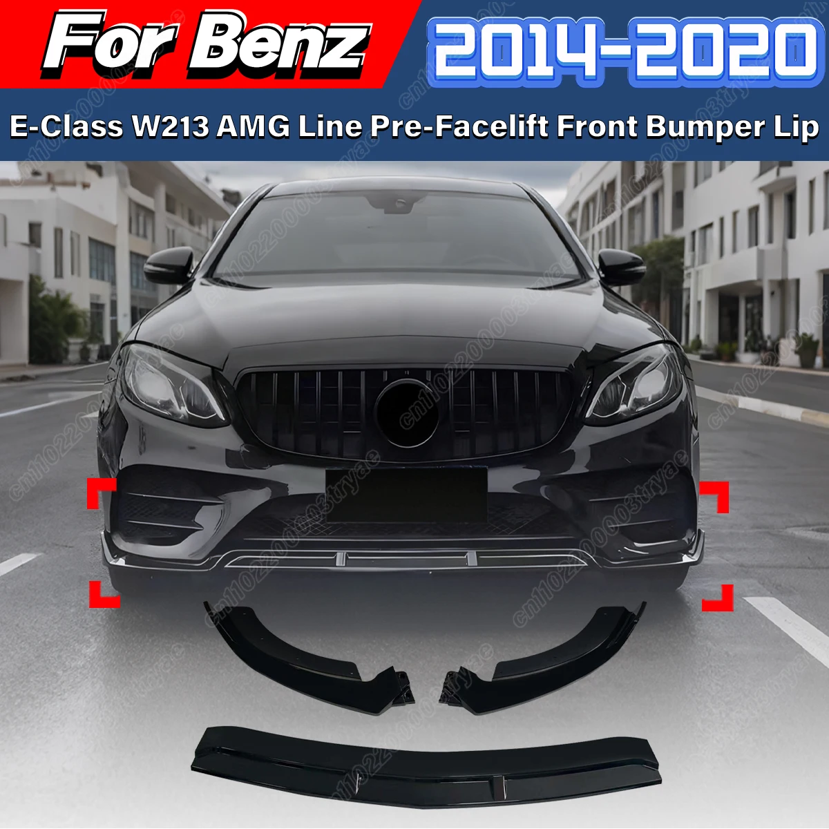 

Для Mercedes Benz E Class W213 E260 E300 E43 AMG Pre-facelift Saloon/Estate 2016 2017 2018 2019 2020 комплект губ переднего бампера автомобиля