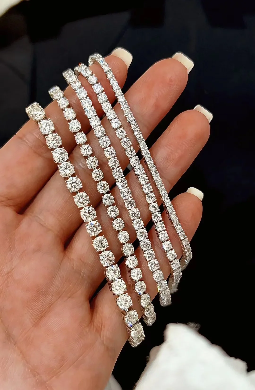 Lab Grown Diamond CVD HPHT tennis bracelet 3mm 14K white gold 18cm
