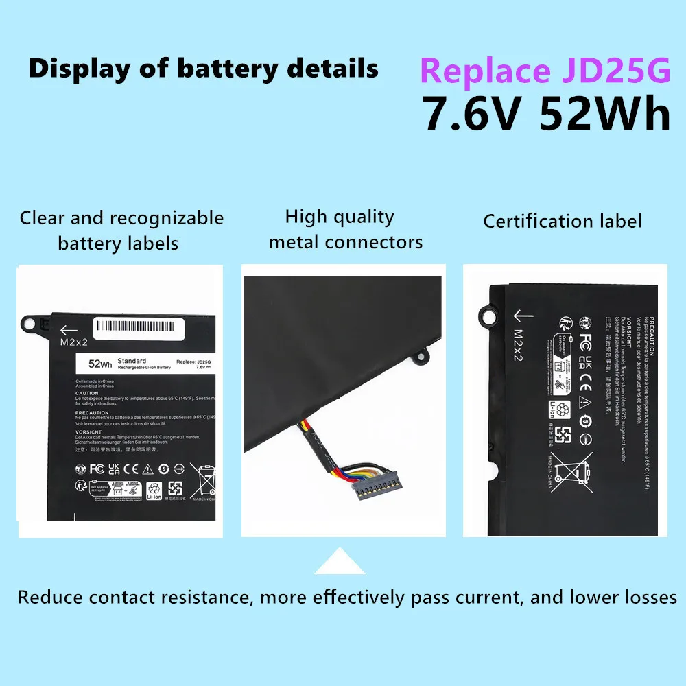 JD25G Laptop Battery For Dell 13 13D 9343 9350 13D-9343 13-9350-D1508 5K9CP JHXPY RWTIR 0N7T6 90V7W DIN02 RWT1R P54G