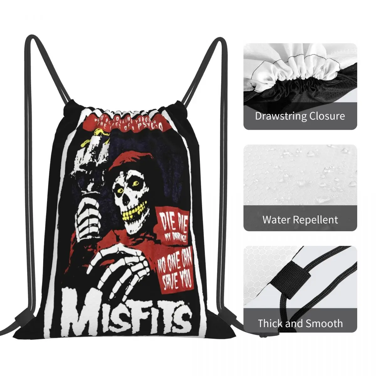 The Misfits Band Casual Child Cool Anime Drawstring Bag Backpack bag drawstring bag backpack bag training