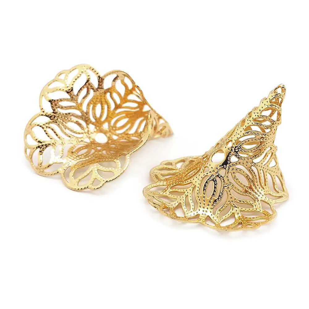 18K Gold Color Brass Long Beads Caps High Quality Diy Jewelry Making Supplies Necklace Earrings Accessories for Women