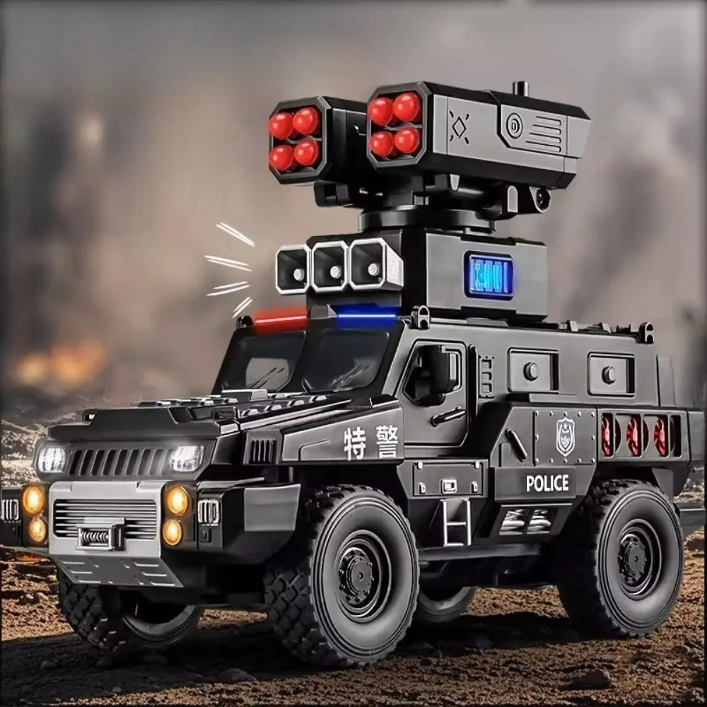 

1:50 Military Armored Vehicle Diecast Alloy Model Toys Car Sound Light Pull Back Doors Opened Miniature Models Kid Birthday Gift