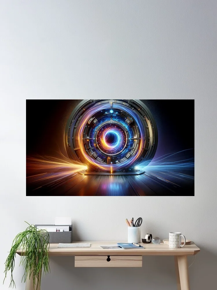 

Sci-Fi Futuristic Gateway Background Art Print Canvas Poster, Living Room Decor, Home Wall Picture