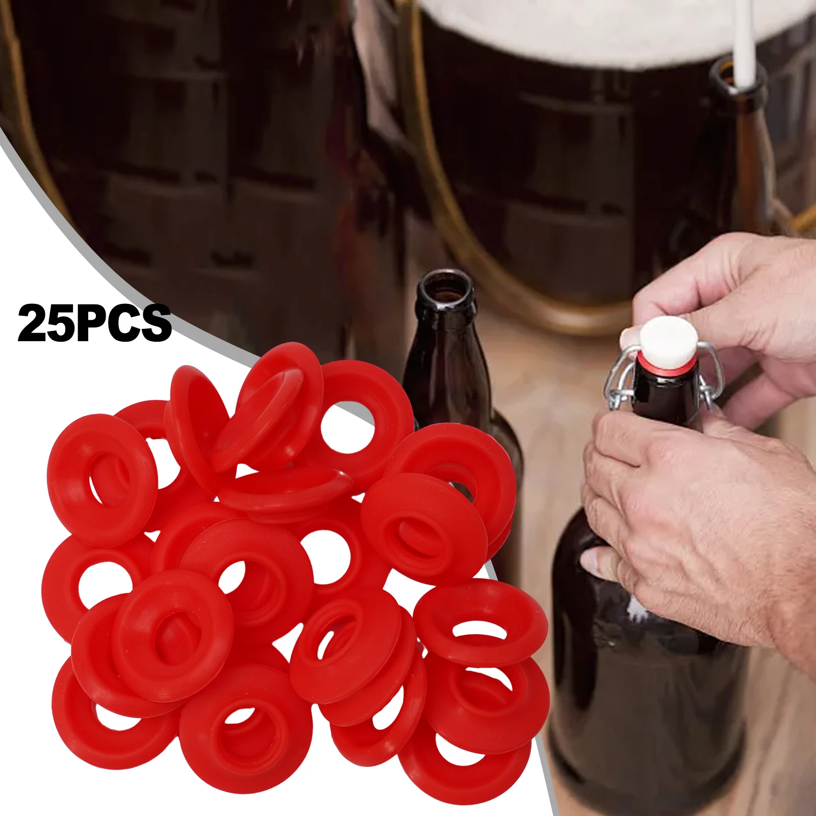 Gasket Set Featuring 25 Silicone Units Designed to Fit Various Flip Top Beverage Bottle Including For Grolsch's