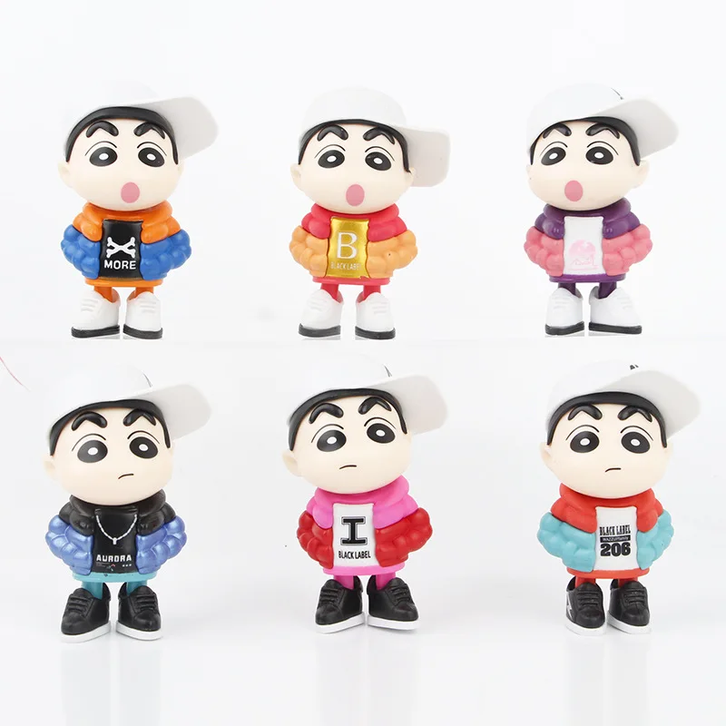 

6pcs/set Crayon Shin-chan Fashion Style Anime Action Figure Toys 10CM