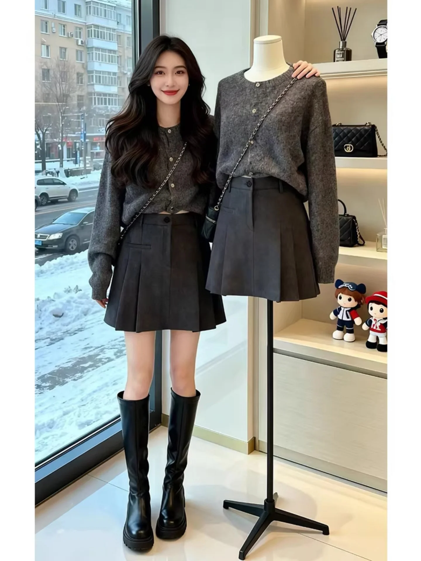 

Юбка А-силуэта с высокой талией, прикрывающая бедра, универсальная, весна 2026, большие размеры, женская, модная, для офиса, с пуговицами