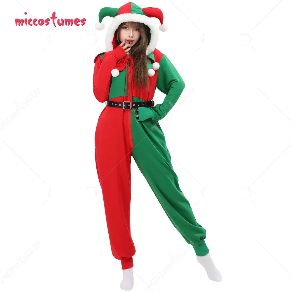 haikyuu Women Christmas Costume Christmas Onesie With Pockets Santa Claus Cosplay Hooded One-Piece Pajamas