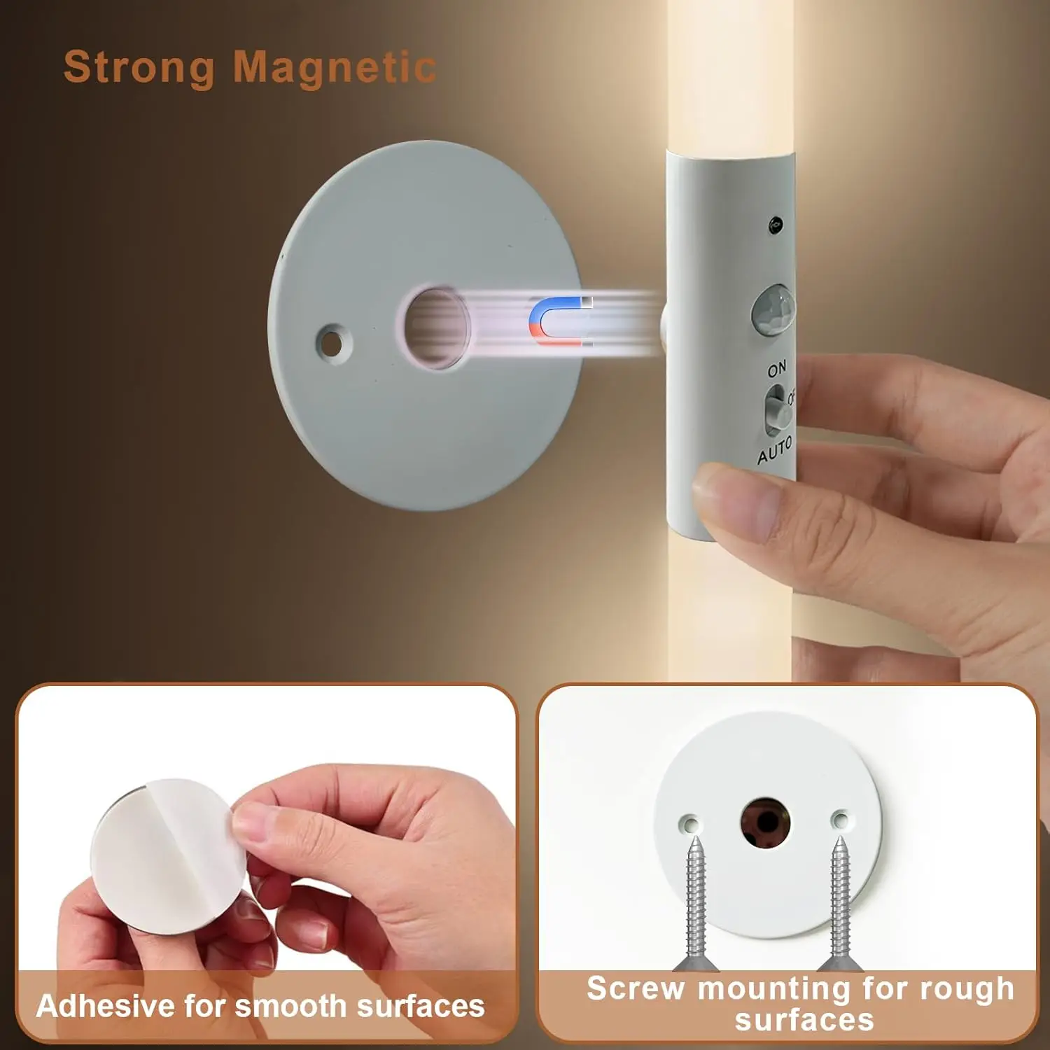 Night Light Motion Sensor Rechargeable Wireless LED Wall Lamp 360°Rotation Magnetic For Room Kitchen Stair Cabinet Lights