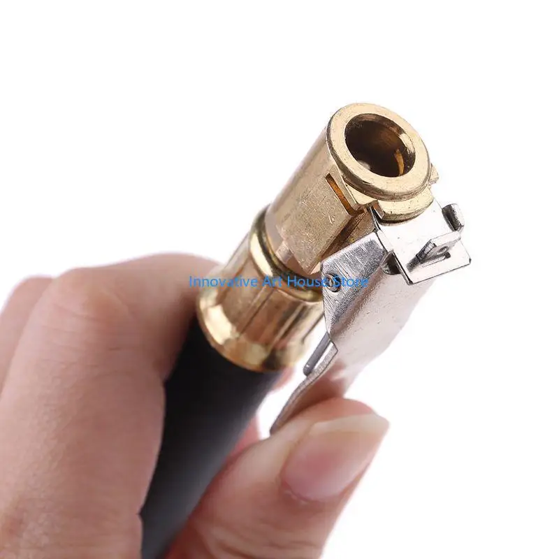 E1PC Car Tire Inflator Hose Car Auto Male Threaded Rubber Tube Self-locking Chuck Car Tire Pressure Meter Air Inflator Hose