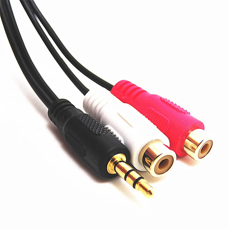 0.2M 3.5mm Jack do 2 RCA kable Audio 3.5 męski na RCA żeński pozłacany koncentryczny przewód Aux do laptopa TV wzmacniacz DVD