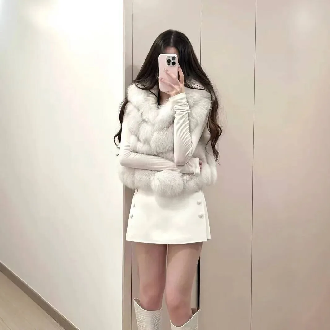 

Зима 2025 г., новый жилет с имитацией кролика рекс, женский меховой толстовка с капюшоном в западном стиле, защита окружающей среды