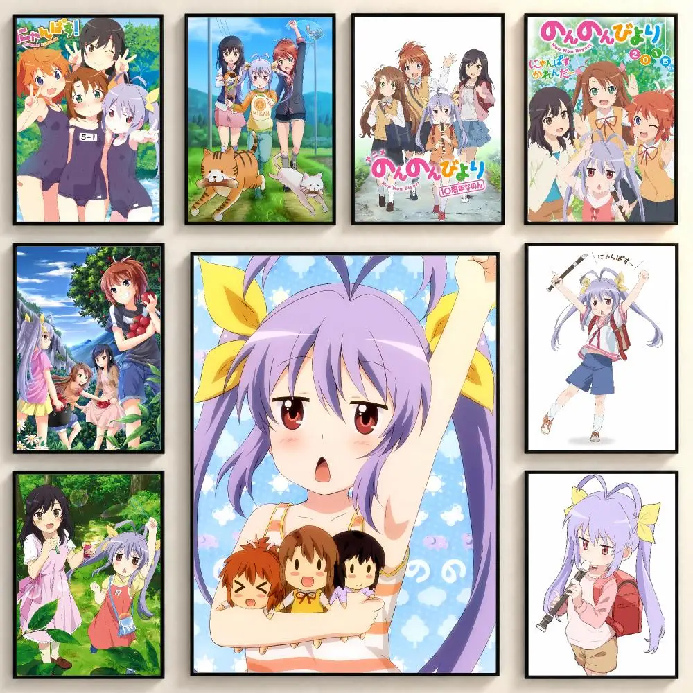 Slice Of Life Anime N-Non Non Biyori Poster Peel And Stick PP Series HD Frameless Wall Indoor Decor Gift