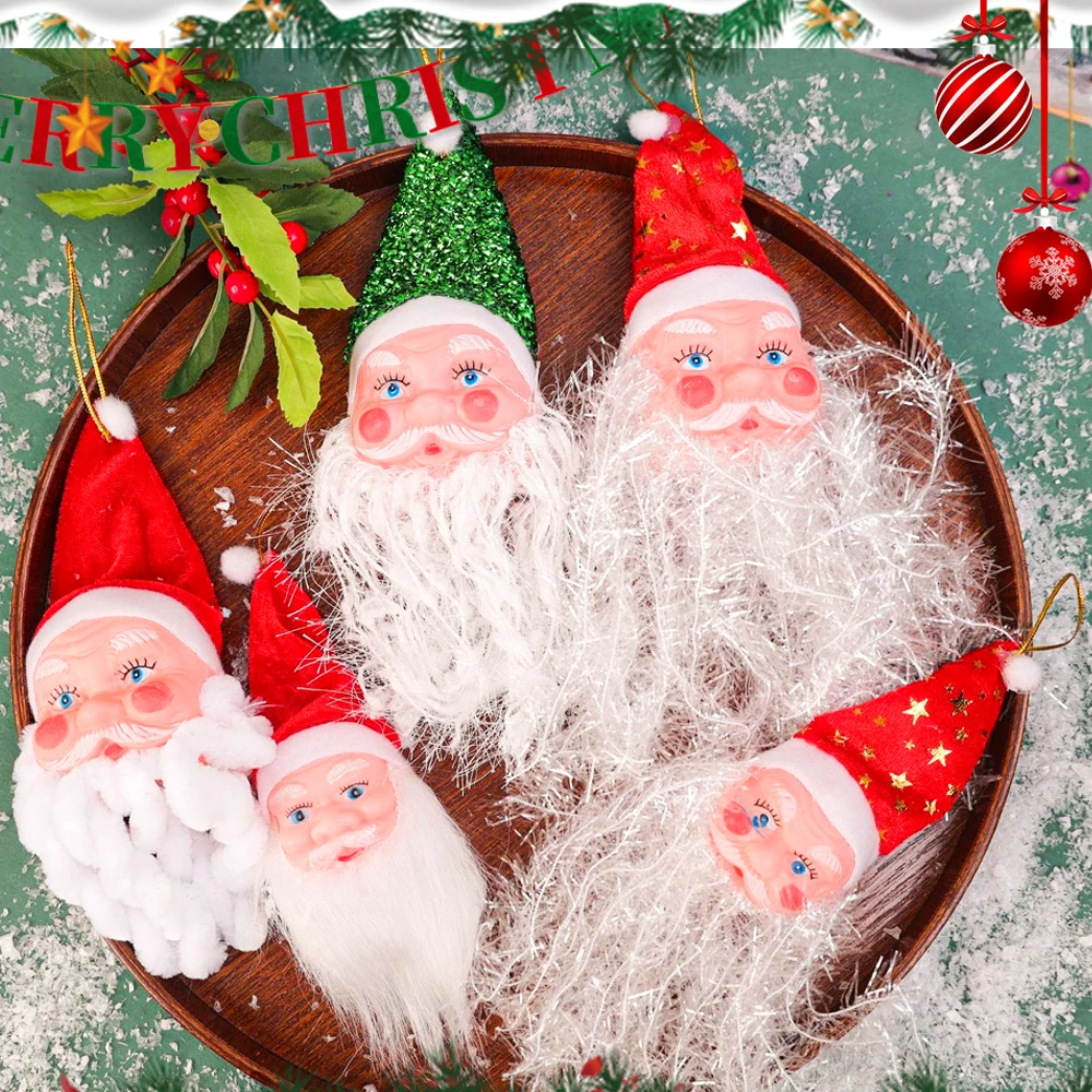 Adorno colgante para árbol de Navidad, colgante de cabeza de Papá Noel, guirnalda navideña artesanal, suministros de decoración para habitación del hogar y fiesta