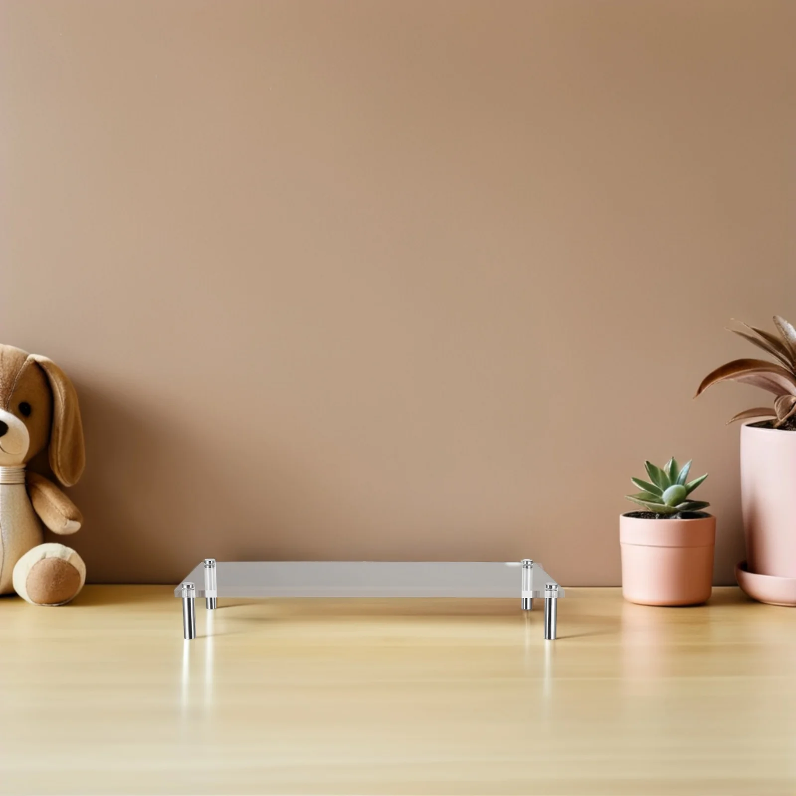 

Clear Acrylic Monitor Stand Riser 50*24Cm Slim Transparent Desktop Elevator For Laptop Computer Screen Modern Desk