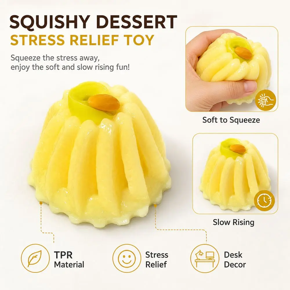 TPR Dessert Squishy Toy Soft Touch Realistic Food Shape Squishy Squeeze Toy Slow Rising Pinching Stress Relieving Toy