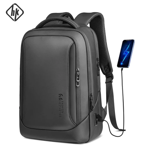 HK-Bolso para ordenador portátil de diseño para hombre, mochilas escolares impermeables para niños universitarios, mochila de viaje deportiva de negocios para hombre con carga USB