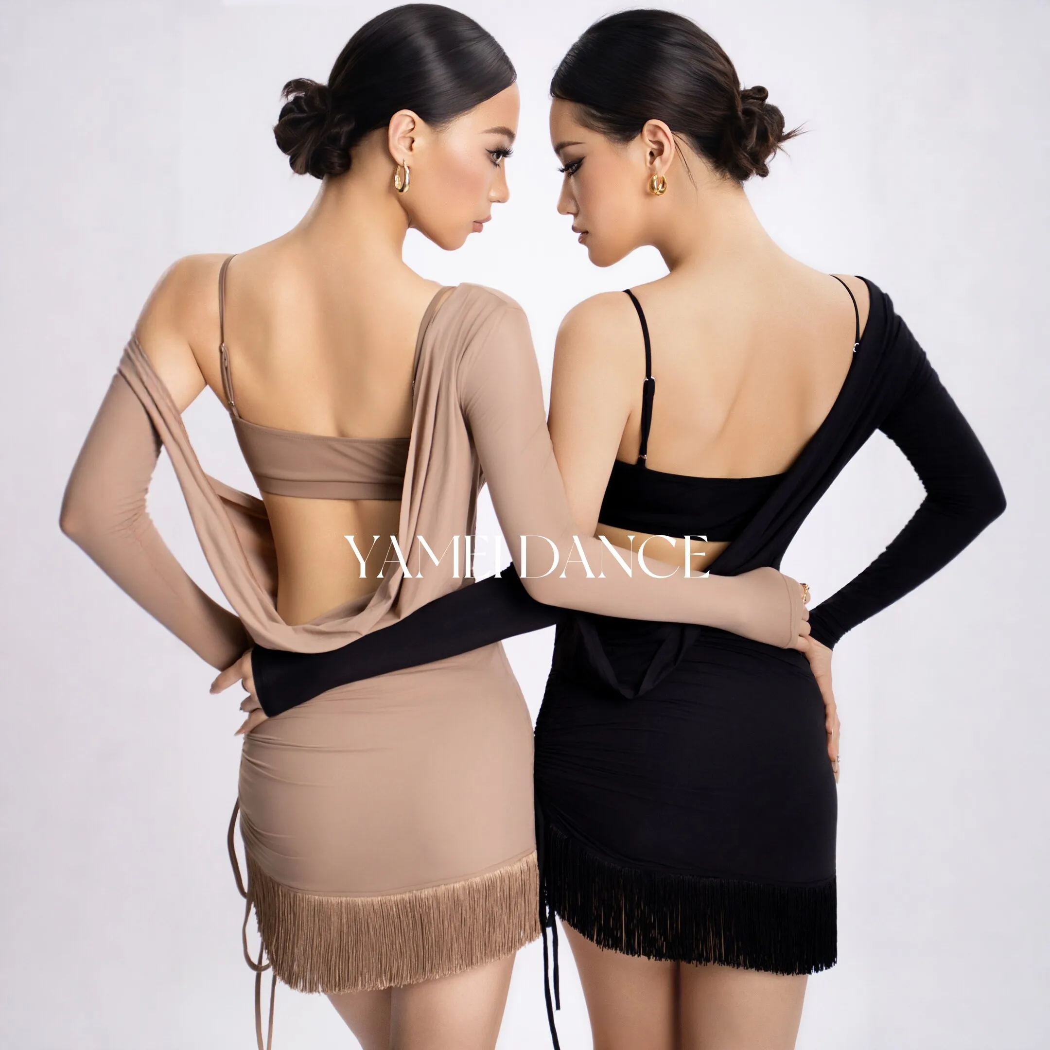 Adults Chacha Latin Dance Competition Clothing Irregular Shoulder Latin Dance Dress Women Rumba Ballroom Dance Wear SL15111