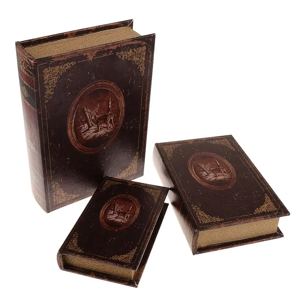 Wooden Book Shape Jewelry Case Simulation Props Decorative Box Storage for Home Bookshelf Cafe Ornaments