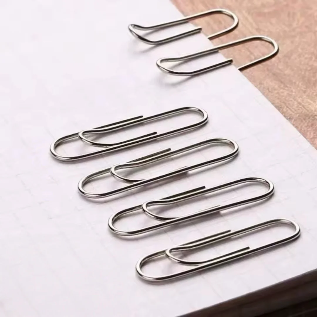 100-500PCS 스테인레스 스틸 종이 클립 28mm 녹슬지 않는 견고한 코팅 된 U 자형 종이 클립 학생 사무실 학교 문구 용품