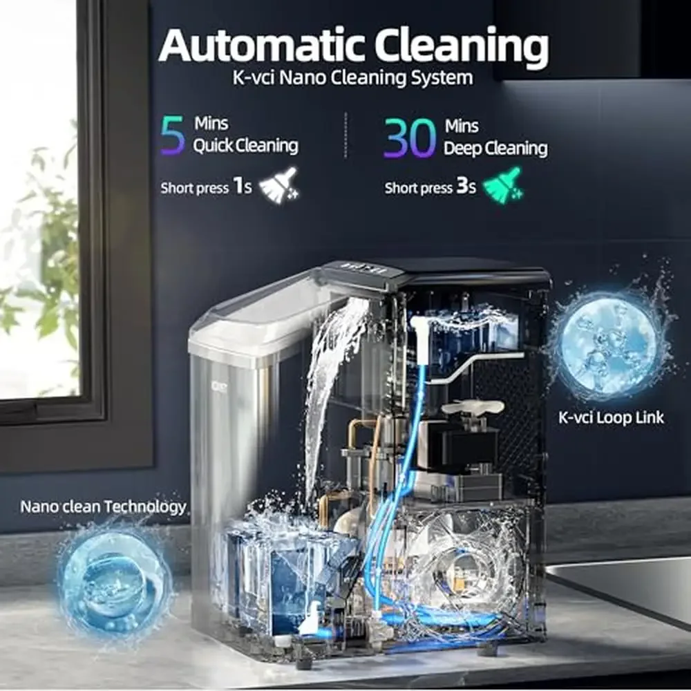 Mesin Pengering es bongkahan ringkas, mesin pembuat es 40lbs/24 jam, pipa pembuangan, pengoperasian mudah, desain dapur terintegrasi