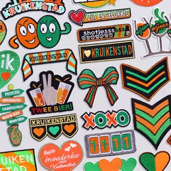 Nederland Kruikenstad embleem geborduurde patches op kleding Nederland carnaval stoffen opstrijkbare patches voor kledingstickers