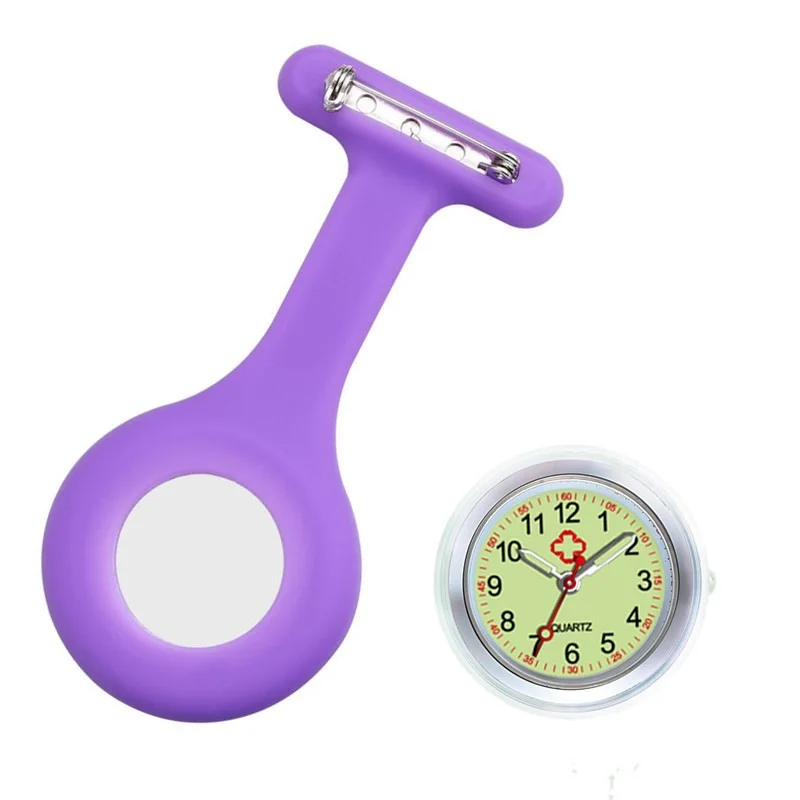 Soft Silicone Nurse Fob Watch Brooch Pin Portable Pocket Watch Luminous Waterproof Hanging Watch for Doctors and Medical Student
