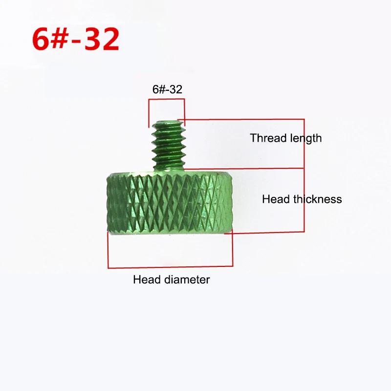 3PCS 6#-32 UNC Coarse Thread Aluminum Alloy Knurled Thumb Hand Screws Computer Case Screw Multiple Color