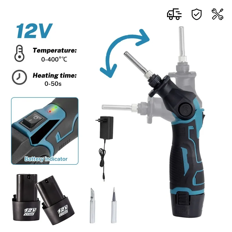 

【Professional Grade】TX Electric soldering iron set 30W fast heating 2 batteries 2 models adjustable angle (0-90 °) LED light sol