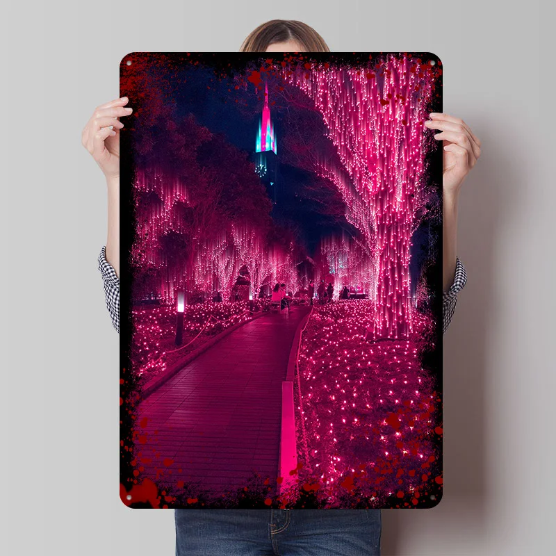 Tokyo Shinjuku Glow Printed Poster Customized Wall Art Retro Vintage Metal Tin Signs for Room Bedroom Decoration Aesthetic House