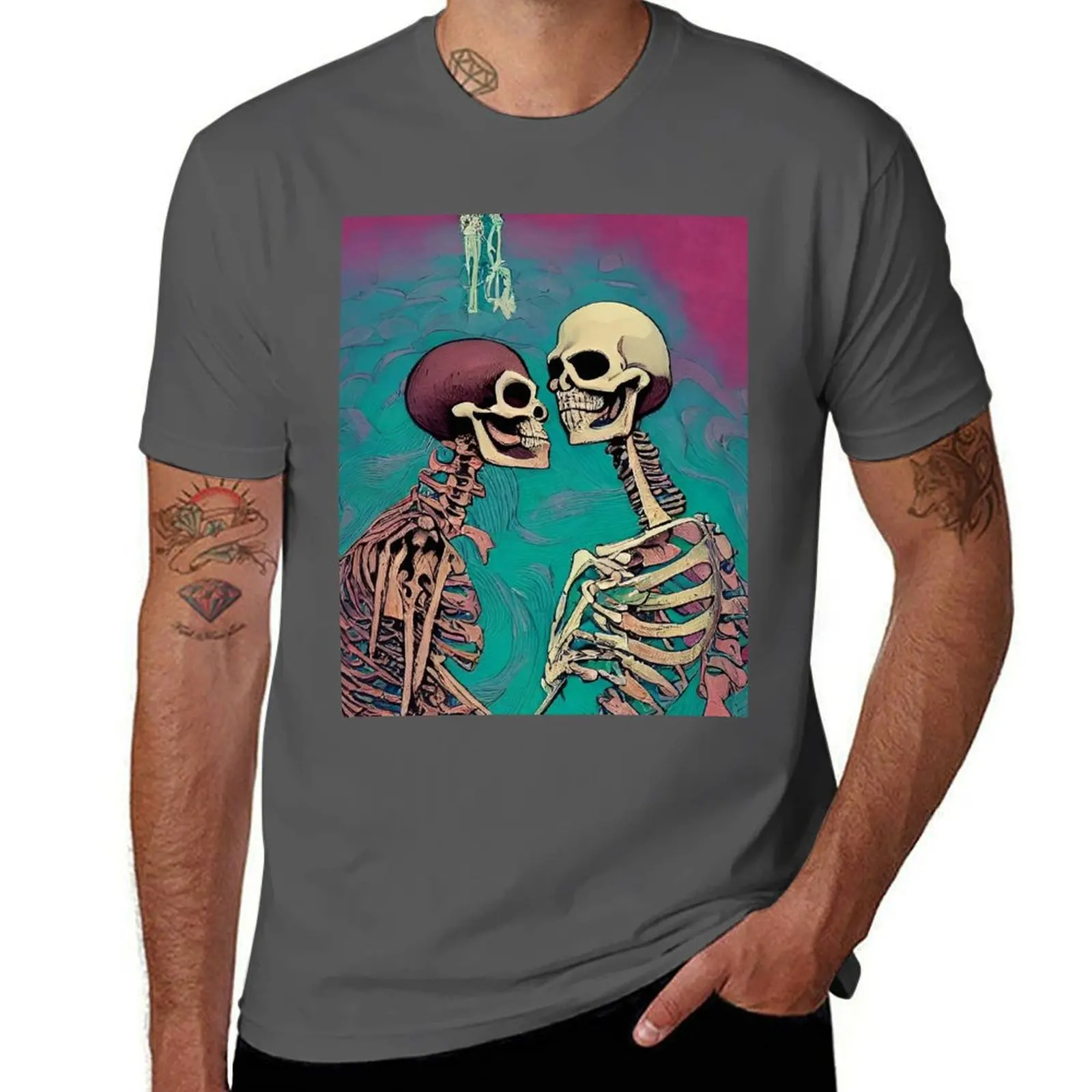 Camiseta Tender Moment Skeletons in Love, camiseta transpirable para viaje