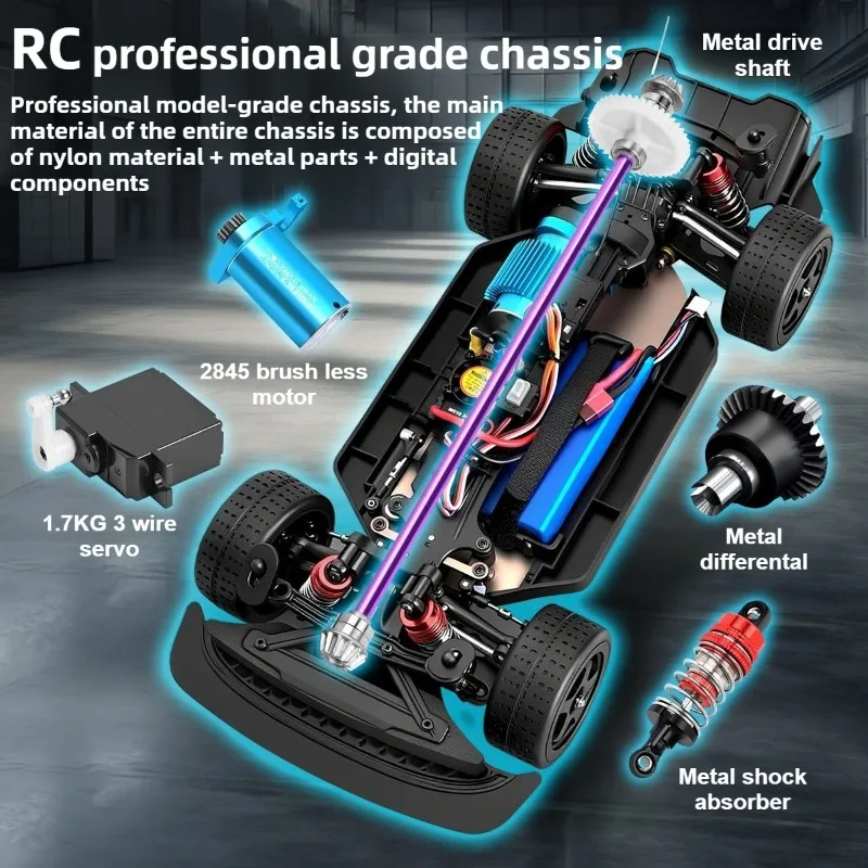 1/12 124020 RC Bürstenloser Motor Allradantrieb Flacher Sportwagen Simulation Wasserdichtes ferngesteuertes Auto Spielzeug