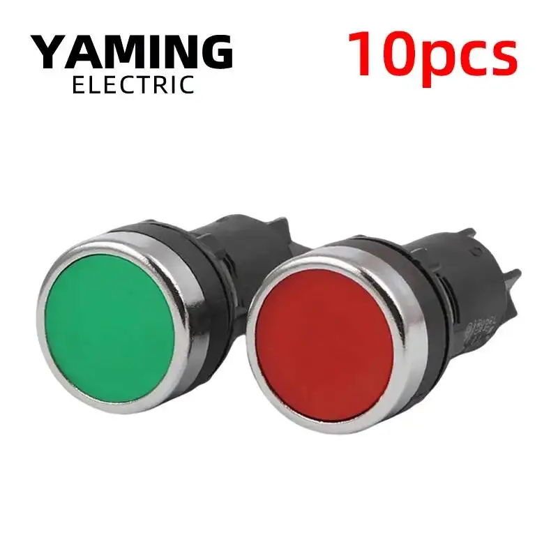 

10pcs Push Button Switch 22mm Momentary Electrical Green/Red 1NO 1NC 3 Pins Screws Terminals LA39J-11B