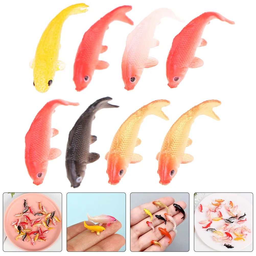 Modèle de poisson Koi simulé, accessoires précieux, fausse carpe, joli décor d'aquarium, petit mini paupières, approvisionnement en PVC, 8 pièces